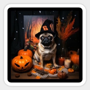 Fawn Pug Halloween Sticker